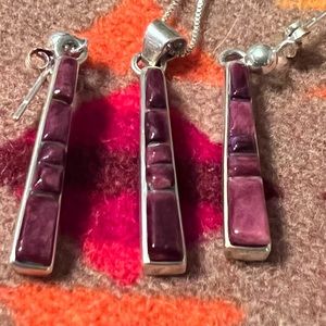 COPY - Authentic Native American carved Purple Spiny Oyster Necklace and Earrin…